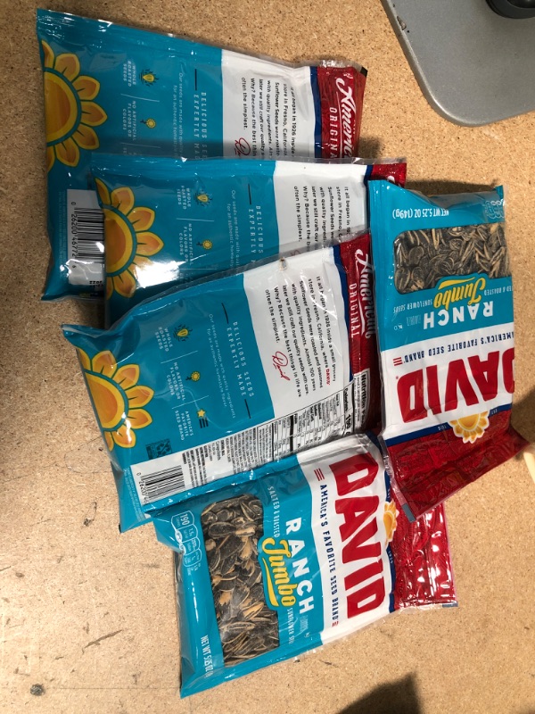 Photo 2 of ** SETS OF 5**    ** EXP: APR 26,2022**
DAVID Roasted and Salted Ranch Jumbo Sunflower Seeds, Keto Friendly, 5.25 oz