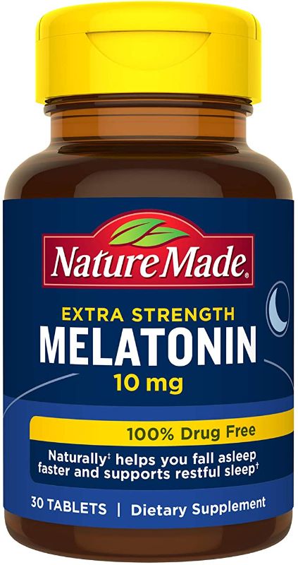 Photo 1 of ** SETS OF 2**    ** EXP:NOV 2022**
** NON-REFUNDABLE**
Nature Made Extra Strength Melatonin 10 mg Tablets, 30 Count Sleep Aid Supplement
