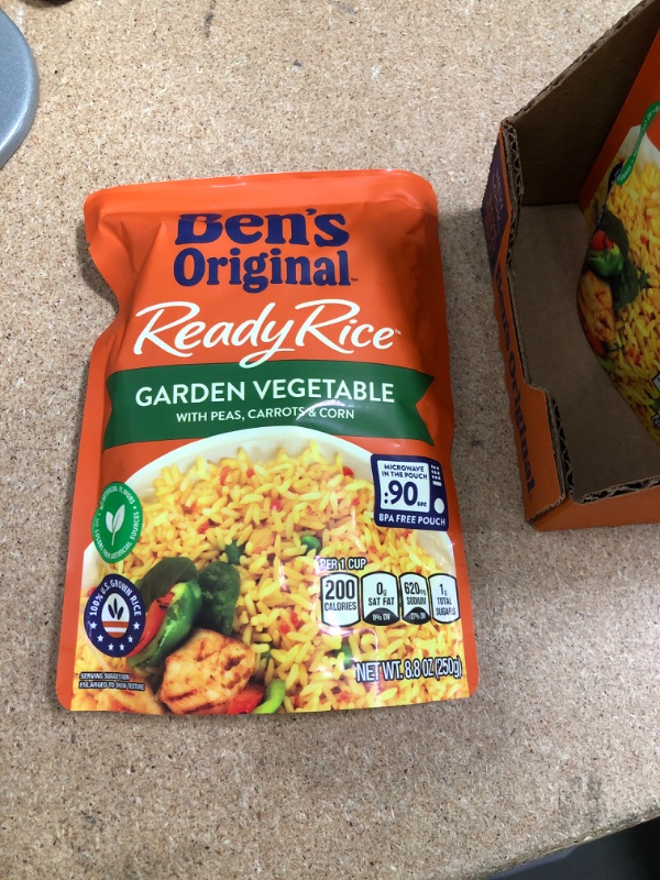 Photo 2 of ** EXP: 04/2022 **  ** NON-REFUNDABLE**  SOLD AS IS**
BEN'S ORIGINAL Ready Rice Pouch Garden Vegetable Rice, 8.8 oz. (12 Pack)
