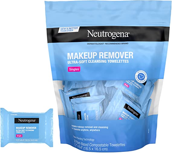Photo 1 of ** SETS OF 2**
Neutrogena Makeup Remover Facial Cleansing Towelette Singles, Daily Face Wipes to Remove Dirt, Oil, Makeup & Waterproof Mascara, Gentle, Alcohol-Free, Individually Wrapped, 20 ct