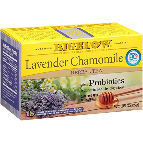 Photo 1 of ** EXP; JAN 2022**  NONREFUNDABLE** SOLD AS IS**
Bigelow Tea Lavender Chamomile Plus Probiotics Herbal Tea Bags, 18 Count Box (Pack of 6) Caffeine-Free Herbal Tea, 108 Tea Bags Total
