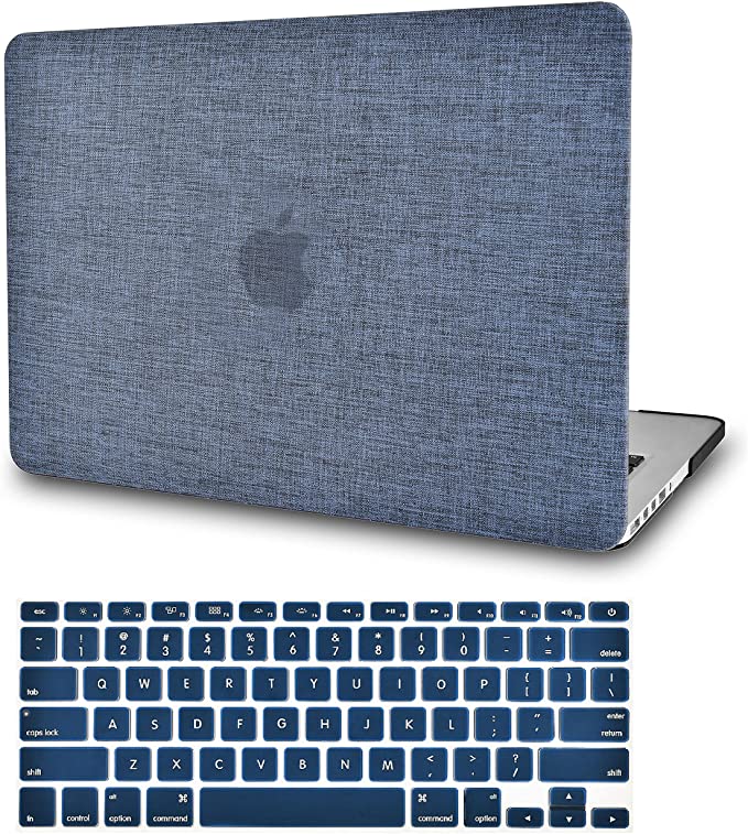 Photo 1 of KECC Compatible with MacBook Air 13 inch Case 2020 2019 2018 Release A1932 Retina Display + Touch ID Protective Plastic Hard Shell + Keyboard Cover (Navy Fabric)
