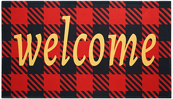 Photo 1 of ** SETS OF 3**
Christmas Buffalo Check Welcome Doormat, Non-Slip Welcome Door Mat for Indoor Outdoor Home Decoration, Low-Profile Mat Entryway Front Porch Farmhouse Decor,Buffalo Plaid Welcome, 30" x 17"
