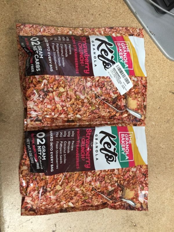 Photo 2 of ** EXP: 04/27/22**  SETS OF 2** NON-REFUNDABLE ** SOLD AS IS **
Strawberry Keto Granola | 3g Net Carb Snack | Low Carb Nut Cereal | Healthy Artisanal Food, 11 Ounces