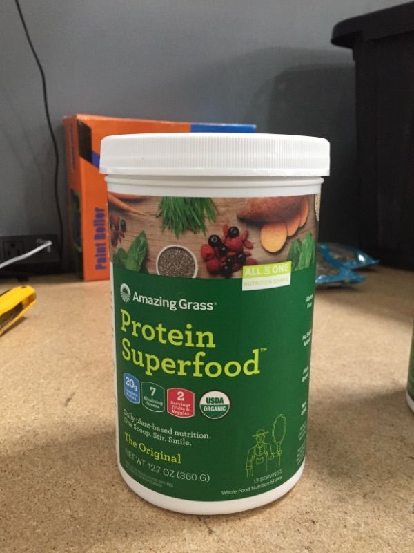 Photo 2 of ** EXP:10/2002**  NON-REFUNDABLE**  SOLD AS IS **
Amazing Grass Protein Superfood: Vegan Protein Powder, All in One Nutrition Shake, Unflavored, 12 Servings (Old Version)