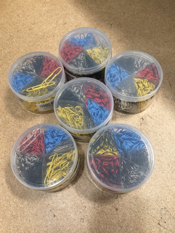 Photo 2 of ** SETS OF 6**
Officemate PVC Free Color Coated Paper Clips, 450 Per Tub Office Paper Clamp (97229)
