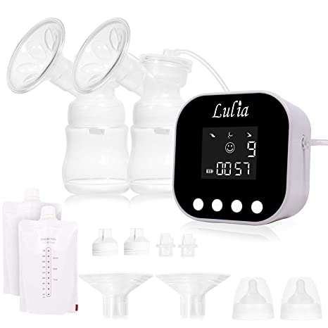 Photo 1 of Double Electric Breast Pump with Milk Storage Bags and Adapters Feeding Extractor Strong Suction Pain Free 2 Sizes of Flanges Rechargeable Portable Silicone Breastfeeding Pumps for Home and Travel
