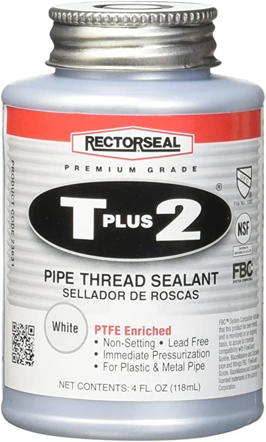 Photo 1 of ** SETS OF 2**
Rectorseal 23631 1/4 Pint Brush Top T Plus 2 Pipe Thread Sealant
