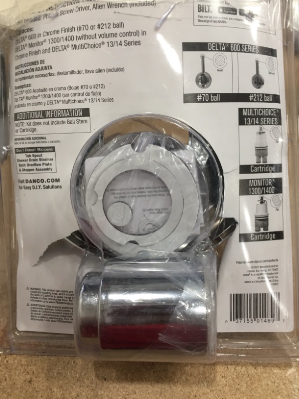 Photo 2 of 1-Handle Valve Trim Kit in Chrome for Delta Tub/Shower Faucets (Valve Not Included)
