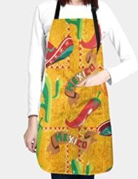 Photo 1 of Cactus And Chili Pepper mexico Gardening Aprons for Women with pockets , Kitchen Cooking Aprons For Baking/Bbq Men
