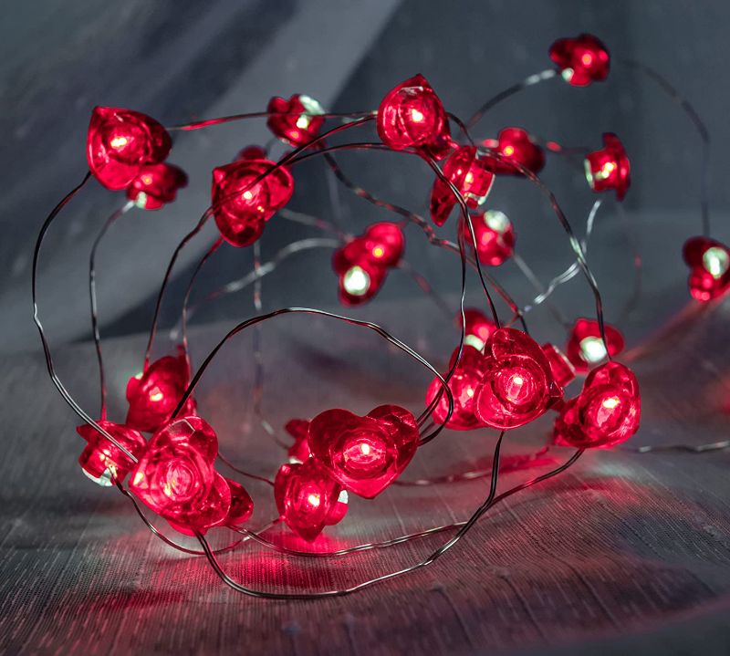 Photo 1 of BUNDLE OF 4
ECOOSTAR 10FT 40LED Heart Fairy String Lights,Valentines Day Decorations for Indoor,8 Modes Battery Operated Heart Lights for Valentine's Day, Mother's Day, Wedding, and Anniversary.
