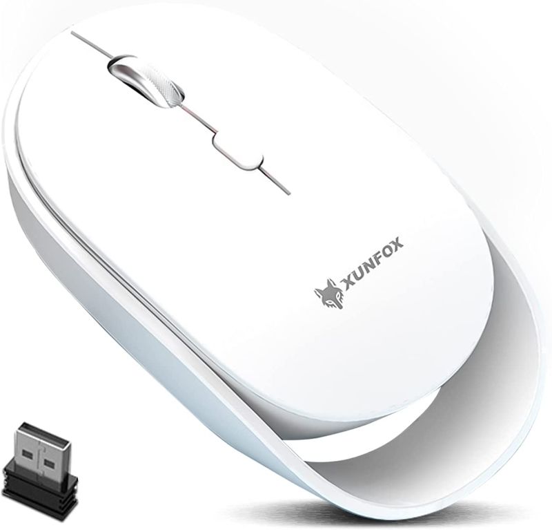 Photo 1 of Rechargeable Wireless Pink Silent Mouse 2.4G Office Computer Laptop Compact Mouse,4 Adjustable DPI Levels Slim Design (White) * missing connection piece