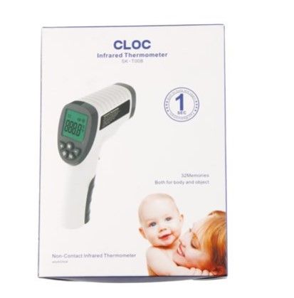 Photo 1 of CLOC Non-Contact Infrared Thermometer SK-T008 - Both for Body and Object - Test Celsius & Fahrenheit - White