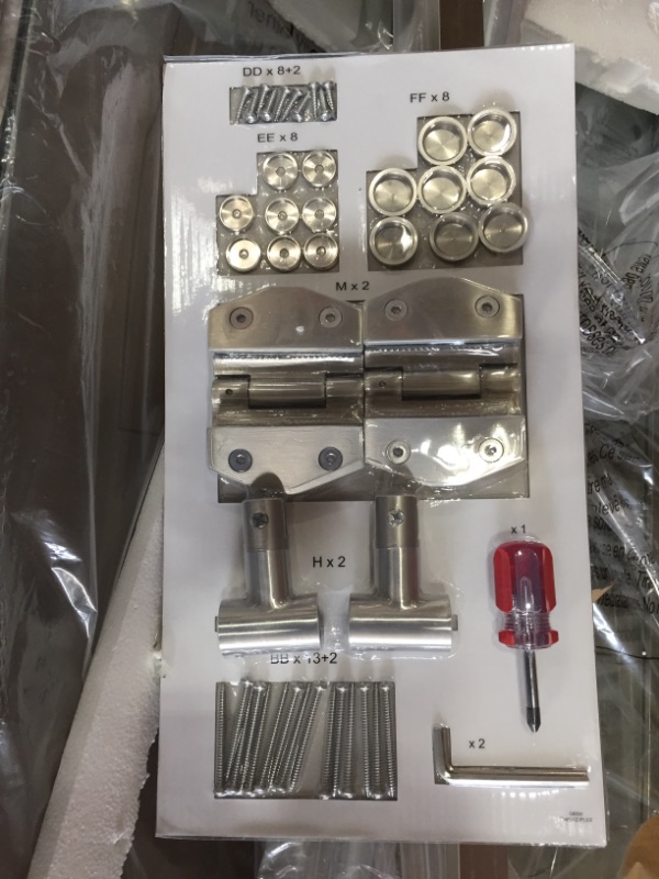 Photo 9 of **INCOMPLETE**Glacier Bay Glamour 34 in. x 76.40 in. Corner Drain Corner Shower Kit in Satin Nickel and White**BOX 1 AND 3 OF 3*WHICH CONTAIN WALL PANELS AND GLASS DOOR**