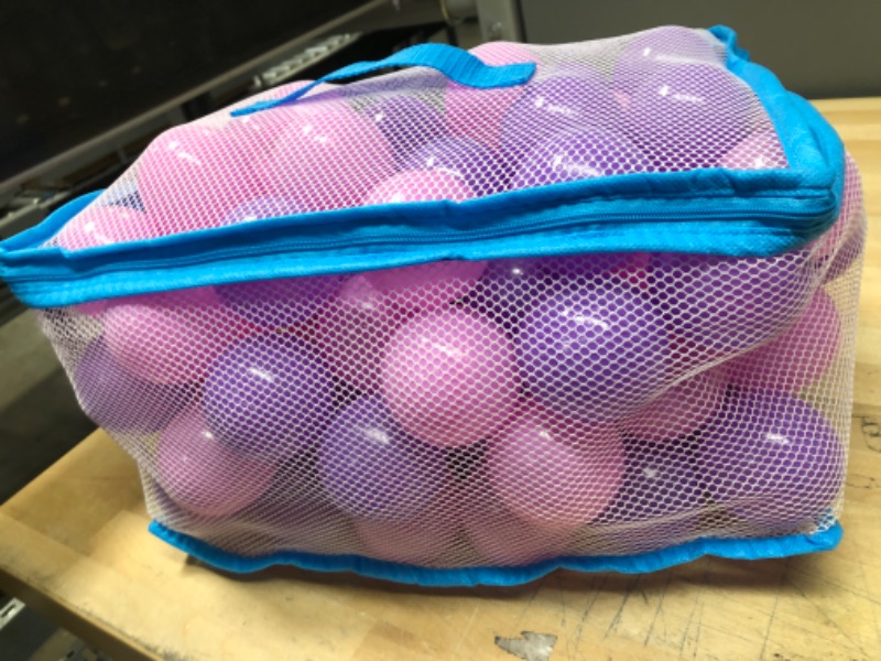 Photo 2 of Lightaling 100pcs Pink & Purple Ocean Balls & Pit Balls Soft Plastic Phthalate & BPA Free Crush Proof - Reusable and Durable Storage Mesh Bag with Zipper
