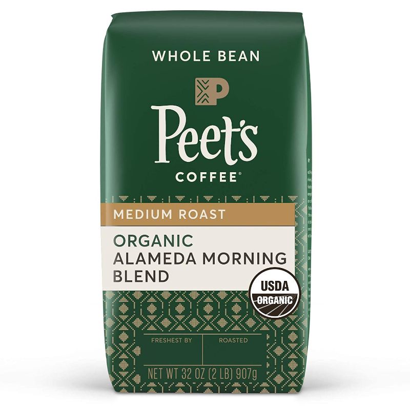 Photo 1 of **BEST BY:  3/28/2022**NONREFUNDABLE**
Peet's Coffee, Medium Roast Whole Bean Coffee - Organic Alamenda Morning Blend 32 Ounce Bag, USDA Organic
