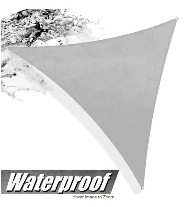 Photo 1 of 12 ft. x 12 ft. x 12 ft. Waterproof Grey Triangle Sun Shade Waterproof Sail Screen Canopy, Outdoor Patio & Pergola Cover