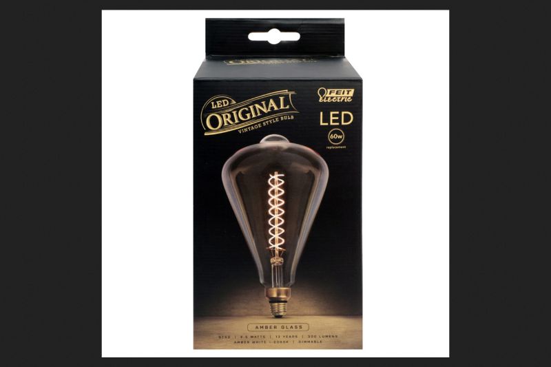 Photo 1 of 60-Watt Equivalent ST52 Dimmable Spiral Filament Oversized Amber Glass E26 Vintage Edison LED Light Bulb, Warm White