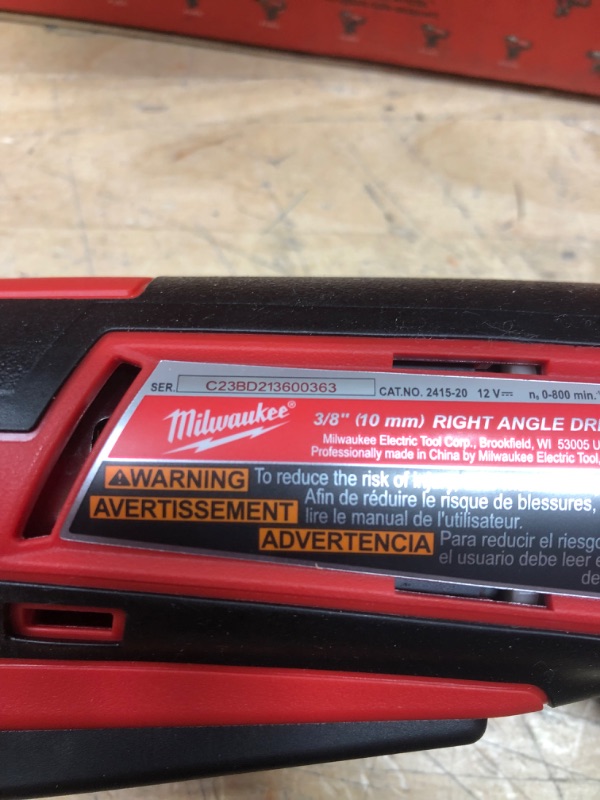 Photo 3 of Milwaukee
M12 12-Volt Lithium-Ion Cordless 3/8 in. Right Angle Drill (Tool-Only)