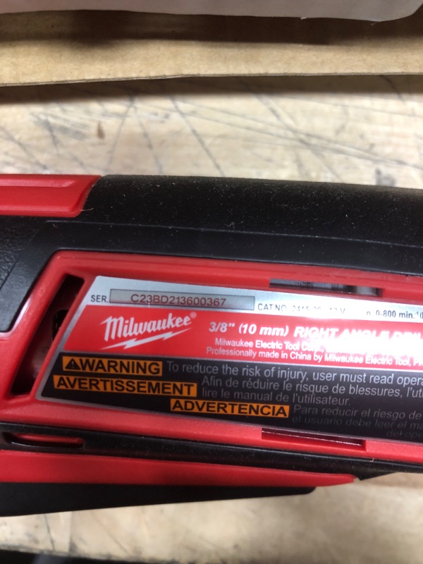 Photo 3 of **PARTS ONLY**Milwaukee M12 12-Volt Lithium-Ion Cordless 3/8 in. Right Angle Drill (Tool-Only)