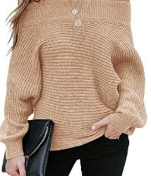 Photo 1 of Foshow Womens Off Shoulder Batwing Sleeve Pullover Oversized Ribbed Knit Sweaters Casual Sexy Slouchy Jumper Tunic Tops
SIZE SMALL