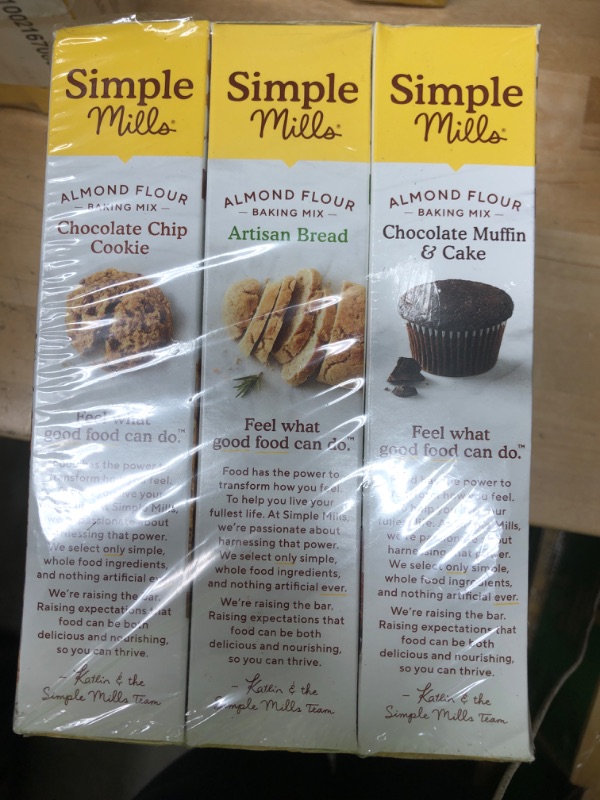 Photo 2 of **NONREFUNDABLE**BEST BY: 10/21/2021**
Simple Mills, Baking Mix Variety Pack, Chocolate Muffin & Cake, Chocolate Chip Cookie, Artisan Bread Variety Pack, (Packaging May Vary), 10.4 Ounce (Pack of 3)
