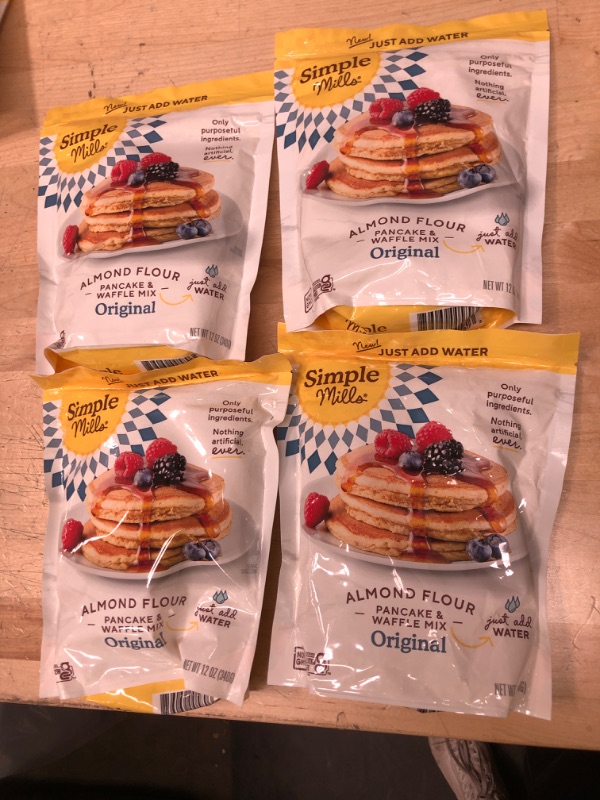 Photo 2 of **NONREFUNDABLE** BEST BY: 2/12/2022**
Simple Mills Just Add Water Almond Flour Pancake & Waffle Mix, Gluten Free, Good for Breakfast, Nutrient Dense, 12oz, Pack of 4