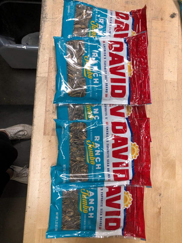 Photo 2 of **NONREFUNDABLE**BEST BY APRIL 26,2022**5 PACKS**
DAVID Seeds Roasted & Salted Ranch Jumbo Sunflower Seeds, Keto Friendly, 5.25 oz
