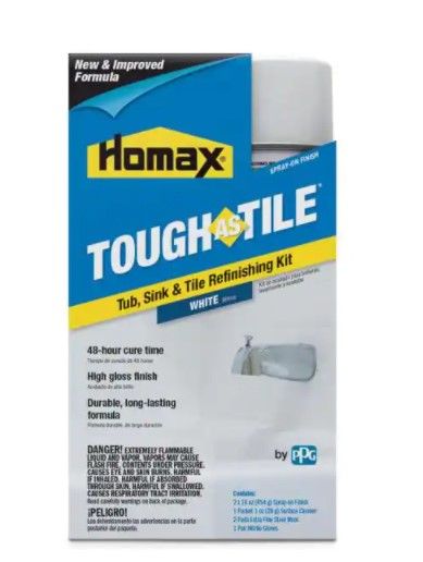 Photo 1 of 32 oz. White Tough as Tile Aerosol Tub, Sink, and Tile Refinishing Kit
