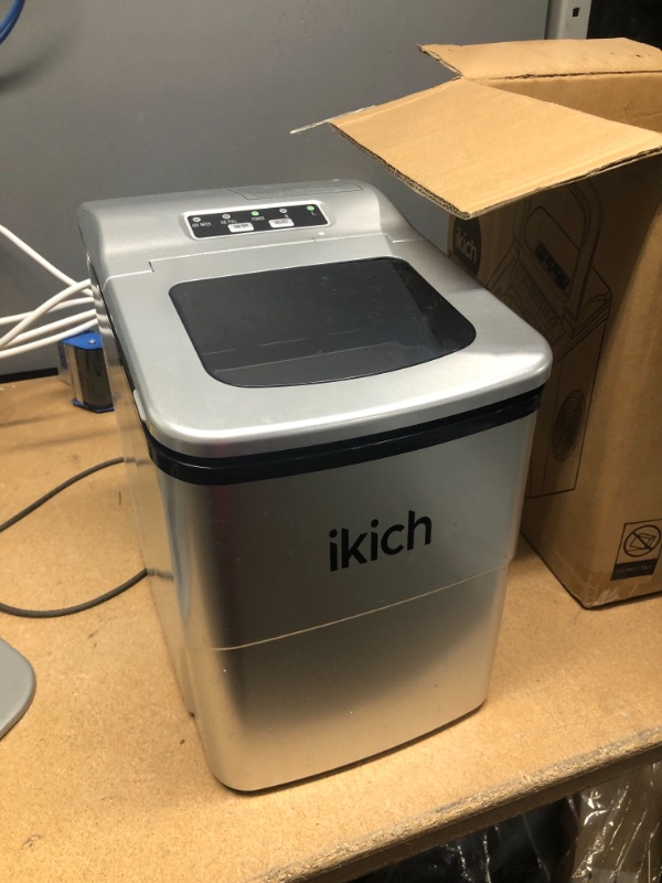 Photo 2 of INCOMPLETE IKICH Portable Ice Maker Machine for Countertop, Ice Cubes Ready in 6 Mins, Make 26 lbs Ice in 24 Hrs
**MISSING 1 SCOOP**