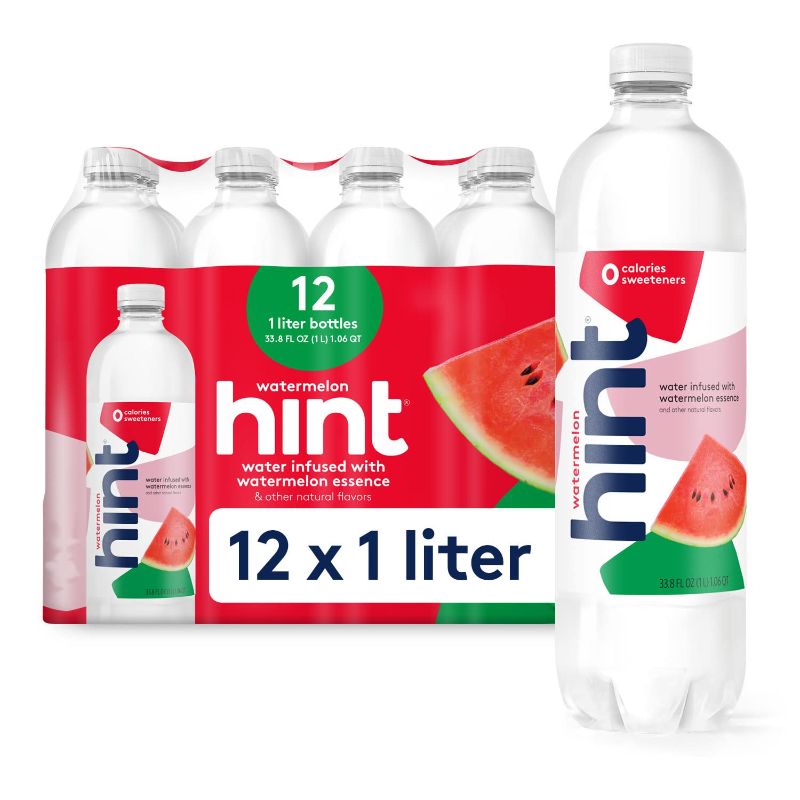 Photo 1 of **NON-REFUNDABLE : EXPIRE DATE: 03/23/2023** Hint Water Watermelon (Pack of 12), 1 Liter Bottles, Pure Water Infused with Watermelon, Zero Sugar, Zero Calories, Zero Sweeteners, Zero Preservatives, Zero Artificial Flavors
