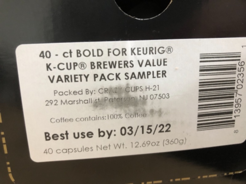 Photo 3 of **NON-REFUNDABLE : EXPIRE DATE: 03/15/2022** Perfect Samplers Dark Roast Coffee Pod Variety Pack - Pack for Keurig K Cups Coffee Makers, Bold 40 Count
