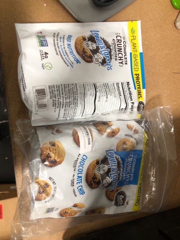 Photo 3 of **NON-REFUNDABLE : EXPIRE DATE: 02/23/2022** Lenny & Larry's The Complete Crunchy Cookie, Chocolate Chip, 6g Plant Protein, Vegan, Non-GMO, 16 Ounce Pouch (Pack of 2)