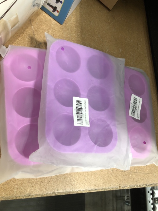 Photo 1 of **PACK OF 3**
2 SET 6 Holes Semi Sphere Silicone Mould For Chocolate, Cake, Jelly, Pudding, Handmade Soap, Round Shape (Small semicircle purple)
