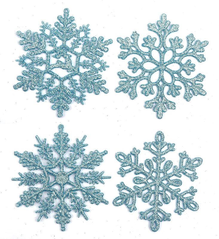 Photo 1 of **SET OF 3**
YYCRAFT 32pcs Glitter Snowflake Ornament 4 Inch for Christmas Tree Decoration-Blue
