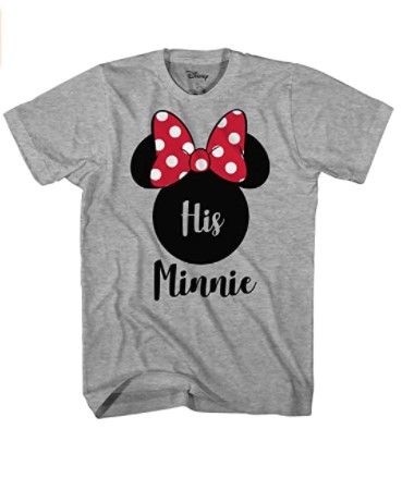 Photo 1 of Disney His Minnie Her Mickey Couples Valentines Adult Funny Disneyland Graphic T-Shirt (3XL)
