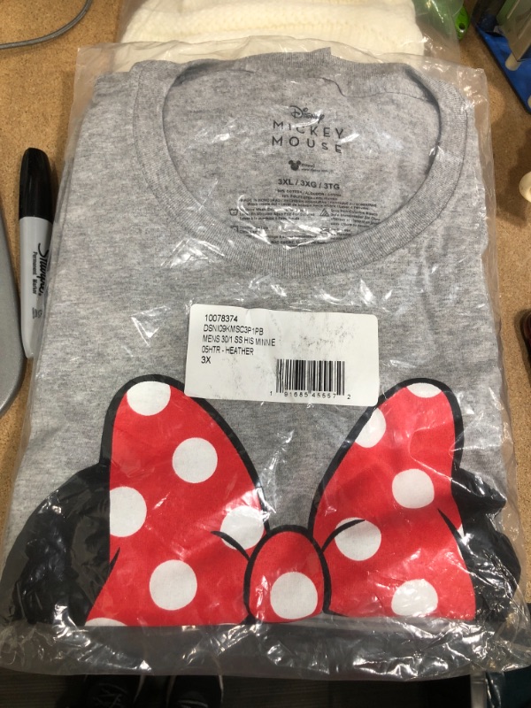 Photo 2 of Disney His Minnie Her Mickey Couples Valentines Adult Funny Disneyland Graphic T-Shirt (3XL)
