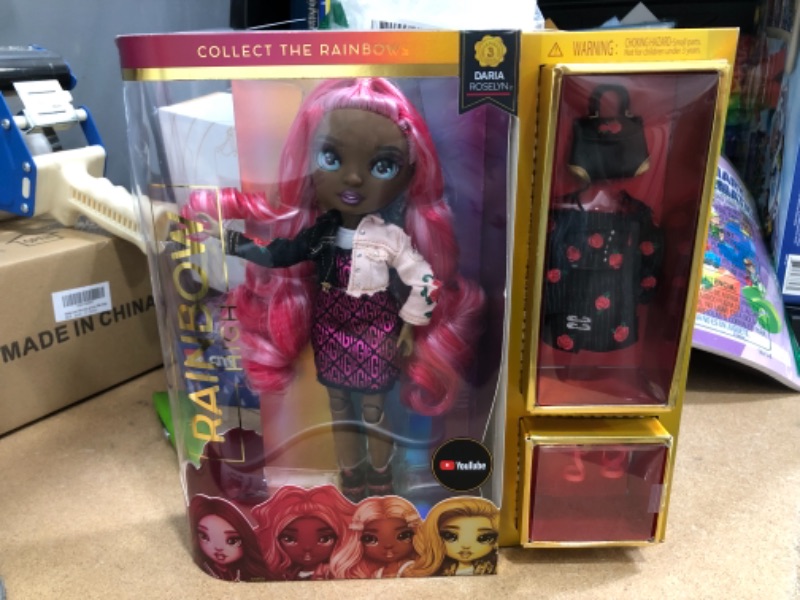 Photo 1 of Rainbow High Series 3 Daria Roselyn Fashion Doll – Rose (Pinkish Red) with 2 Designer Outfits to Mix & Match with Accessories
