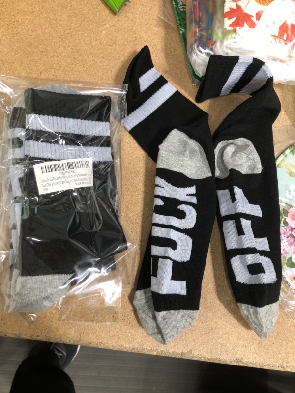 Photo 2 of ***3 PAIRS**COLOR DIFFERENT FROM STOCK PHOTO
Socks Men Women Funny Novelty Luxury Socks Swear Word Gift Socks, Black