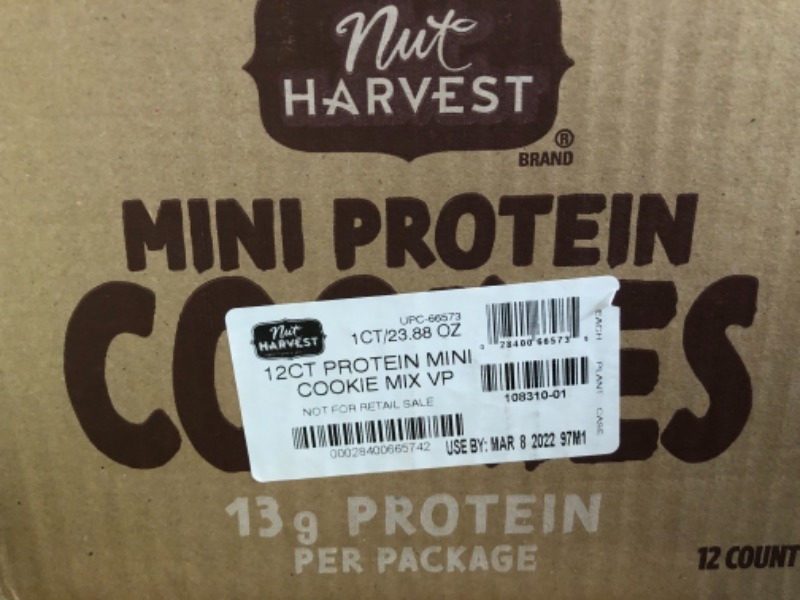 Photo 2 of **EXP:03/08/2022 **SOLD AS IS, NON-REFUNDABLE**
Nut Harvest Protien Mini Cookies Variety Pack (12ct), 12Count
