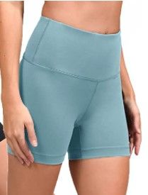 Photo 1 of Casual Fashion Reflex High Waist Power Flex Yoga Shorts - Tummy Control Biker Shorts for Women, Light Blue, (XL)