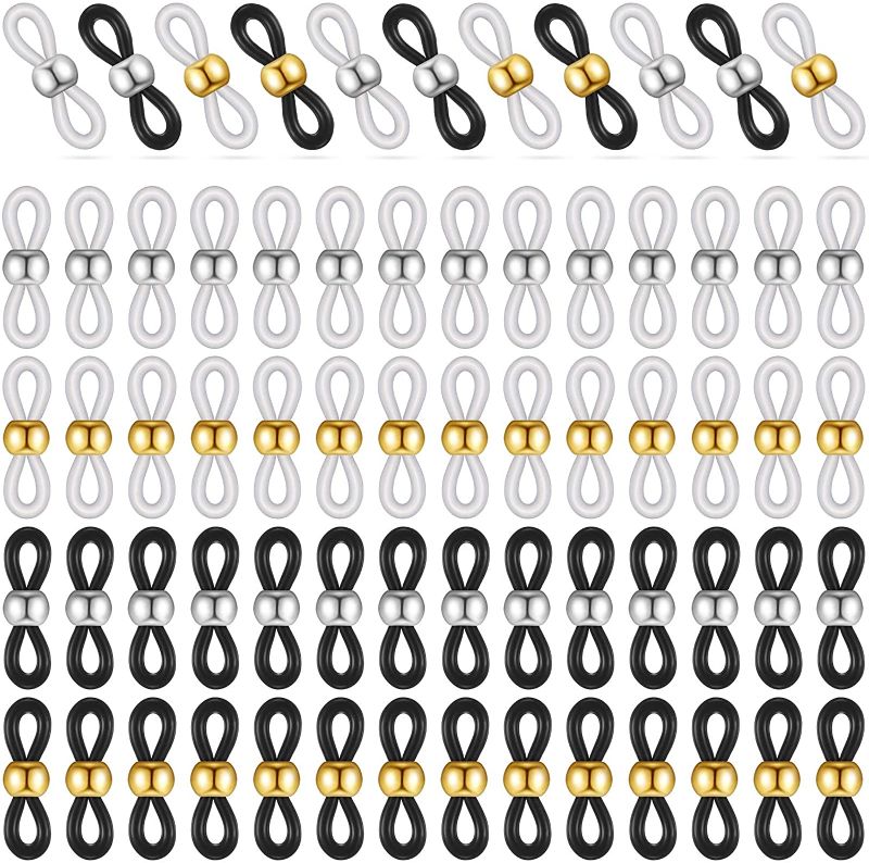 Photo 1 of **PACK OF 3**
200 Pieces Eyeglass Chain Ends Adjustable Silicone End Connectors Eyeglass Holder Ends Anti-Slip Ends Retainer Necklace Chain Retainer Connector for Eyeglass Chain Necklace Chain, 4 Colors
