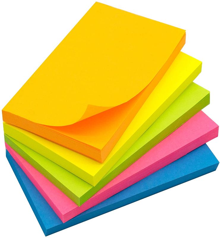 Photo 1 of **PACK OF 2**
Teskyer Sticky Notes 3x5 Inchs, 500 Sheets Bright Colors Self-Stick Pads, 5 Pads/Pack, 100 Sheets/Pad
