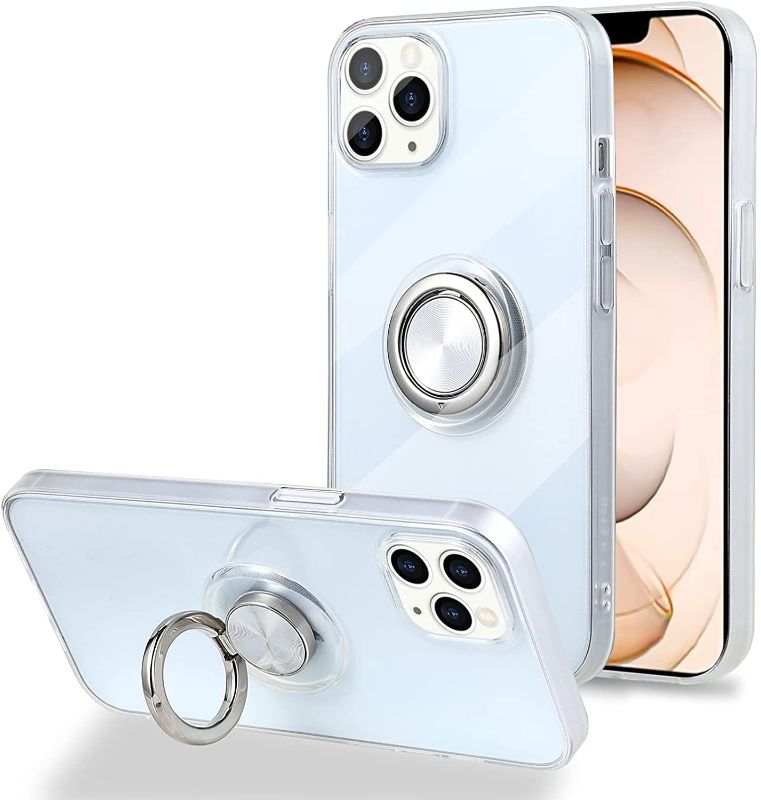 Photo 1 of **PACK OF 2**
tharlet Compatible with iPhone 13 Pro Case Clear, Protective Case with 360 Degree Rotation Finger Ring Holder Kickstand for iPhone 13 Pro - Transparent (6.1 in 2021 Release)
