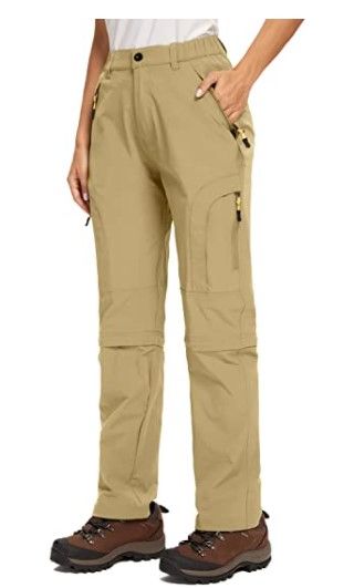 Photo 1 of Women's Golf Hiking Cargo Pants Quick Dry Lightweight Stretch Outdoor Elastic Waist Pants Zipper Pockets, XL (38)