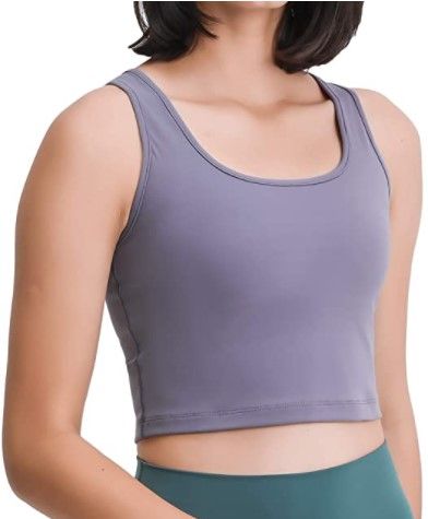 Photo 1 of Lemedy Women Workout Sports Bra Removable Padded Yoga Running Crop Tank Top, (Lavender, XL)
