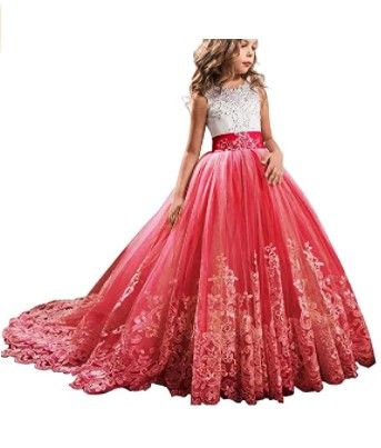 Photo 1 of TTYAOVO Girls Embroidery Princess Dress Wedding Birthday Party Long Tail Prom Gowns, (12-13 Years) (size 160)

