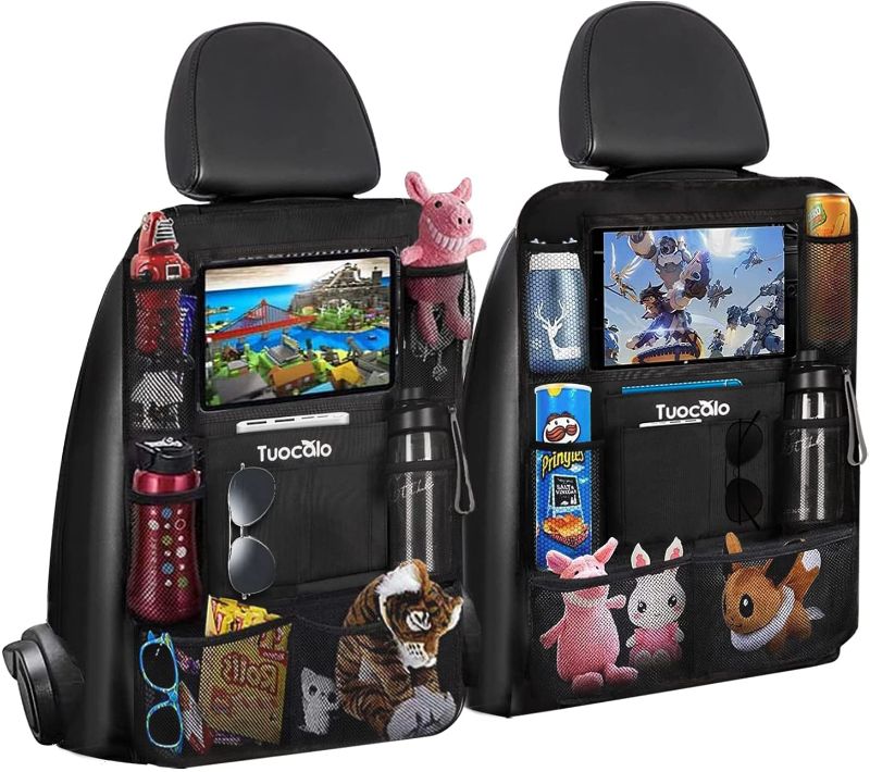 Photo 1 of **SET OF 2**
Tuocalo Car Backseat Organizer, Kick Mats Back Seat Protector with Touch Screen Tablet Holder, Car Back Seat Organizer for Kids, Car Travel Accessories, Kick Mat with 9 Storage Pockets 2 Pack