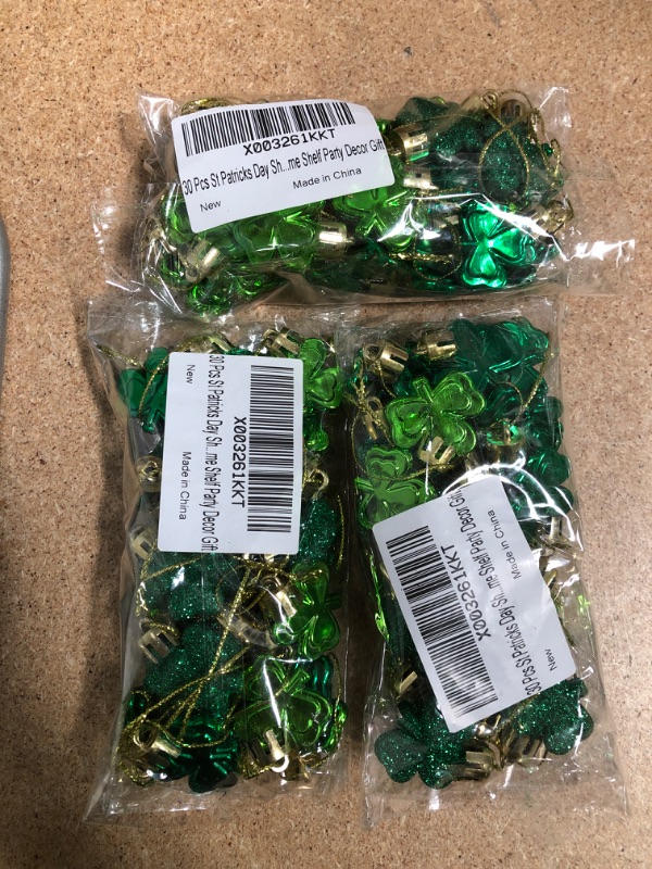 Photo 2 of **PACK OF 3**
30 Pcs St Patricks Day Shamrock Hanging Ornaments, Cute St Patrick's Day Shatterproof Good Luck Irish Clover Baubles Decorations for Xmas Tree Table Home Shelf Party Decor Gift
