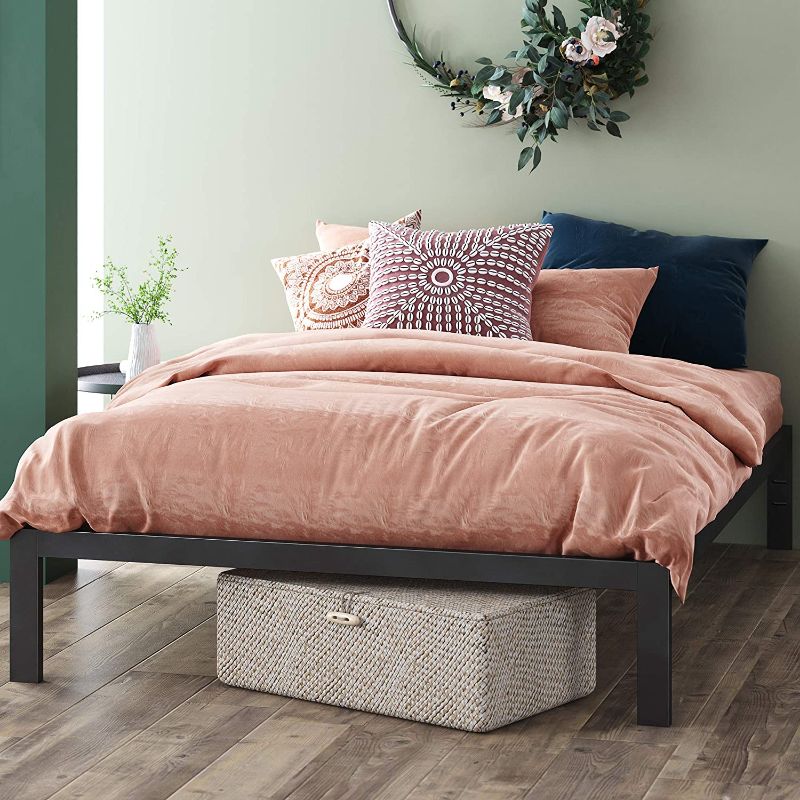 Photo 1 of ZINUS Mia Metal Platform Bed Frame / Wood Slat Support / No Box Spring Needed / Easy Assembly, Black, Queen
